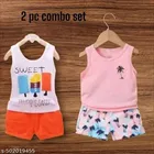 Hosiery Cotton Printed Clothing Set for Kids, Multicolor, Pack of 2 