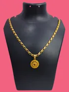 Alloy Gold Plated Pendant with Chain for Men & Women (Gold)