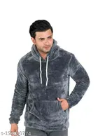 Woolen Full Sleeves Hooded Sweatshirt for Men 
