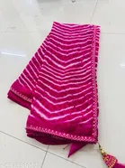 Georgette Printed Saree for Women, Pink 