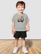 Cotton Blend Printed Clothing Set for Boys, Grey & Olive, Pack Of 2 