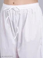 Cotton Blend Solid Pant for Women, White 