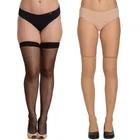 Long Transparent Pantyhose Stockings for Women & Girls (Set of 2) (Multicolor, Free Size)