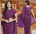 Net Solid Saree for Women 