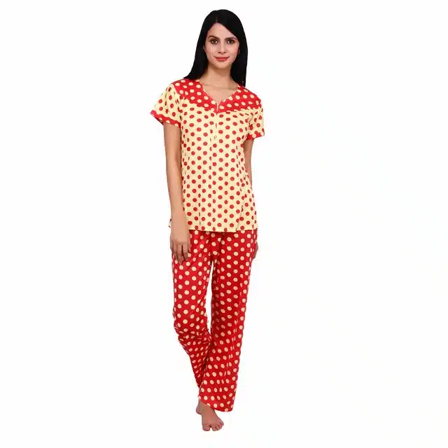 Night Suit for Women (Red, Free Size)