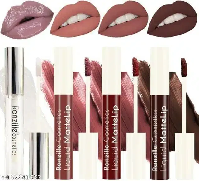Ronzille Liquid Matte Lipsticks (Multicolor, Pack of 4)