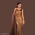 Lycra Saree for Women, Gold 