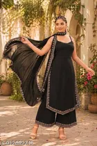 Embroidery Kurta Plazzo Set With Dupatta for Women 