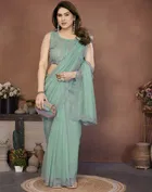 Bollywood Green Organza Net Saree for Women