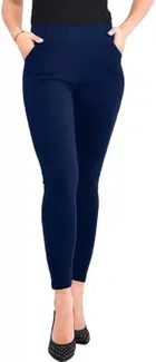 Cotton Blend Solid Leggings for Women (Navy Blue, Free Size)