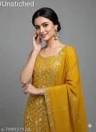 Embroidered Floral Georgette Punjabi/All Over Suits Semi-Stitched Suits 