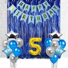 5th Happy Birthday Balloon Decoration,Blue,Set Of 1