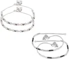 Alloy Anklets For Women & Girls (Silver, Set Of 2)