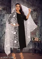 Botanical Embroidered Net Dupatta for Women 