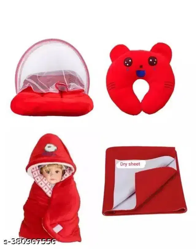 Combo of Baby Sleeping Set (Red, Set of 4)