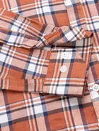 Cotton Blend Checkered Shirt for Men, Orange 