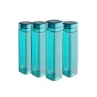CELLO H2O Squaremate Unbreakable Plastic Water Bottle 1 Liter (Green, Pack of 4)