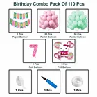 Hello Kitty Theme 7th Happy Birthday Decoration Items For Girls , Multicolor, Pack of 110