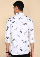 Cotton Blend Printed Shirt for Men, White 