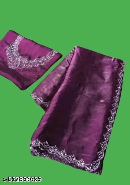 Jimmy choo Solid Saree for Women, Wine (6.3 m)