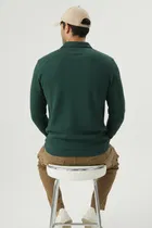 Cotton Blend Colorblocked Sweatshirt for Men, Green 