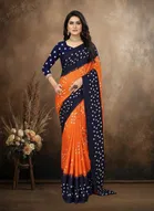 Art Silk Printed Saree for Women, Orange 