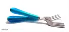 Stainless Steel Forks (Silver & Blue, Pack of 6)