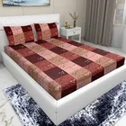 Arch Fab Maroon Peach Checks Flat Double Bedsheet 88X90 Inch