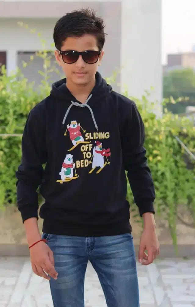 Full Sleeves Hoodie for Boys (Black, 5-6 Years)