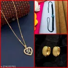 Combo of Pendant with Thread Bracelet & 1 Pair Earrings for Women 