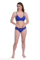 Cotton Blend Solid Lingerie Set for Women 