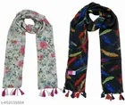 Poly Chiffon Printed Scarves for Women (Multicolor, 1.75 m) (Pack of 2)