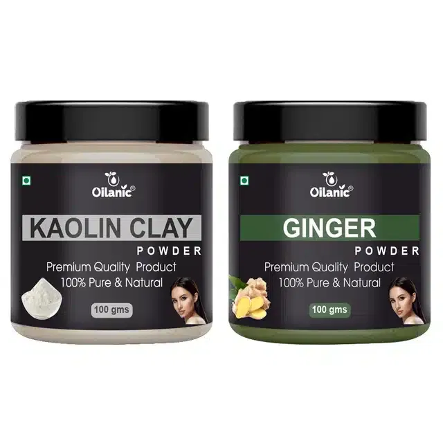 Natural Kaolin Clay & Ginger Powder for Skin & Hair (Pack of 2, 100 g)