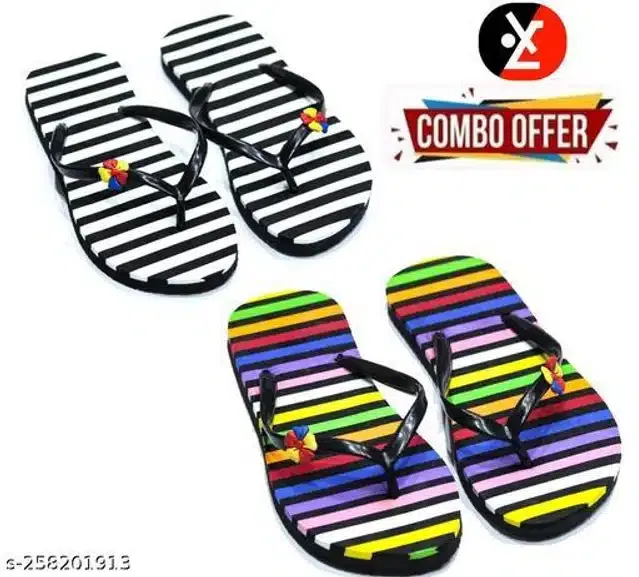LifeO Slippers for Women (Multicolor, 8) (Set of 2)