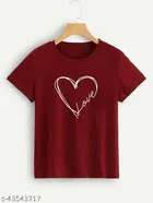 Cotton Blend Round Neck T-Shirt for Women 