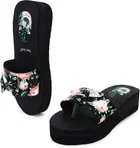 Stylish Slippers for Women with Floral Bow, Black 