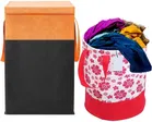 Canvas Laundry Basket,Multicolor,  