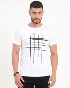 Polyester Printed T-shirt for Men, White 