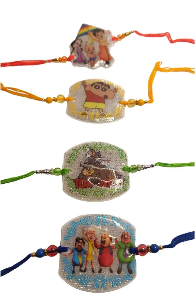 Synthetic Rakhi for Kids (Multicolor, Pack of 4)