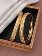 Alloy Gold Plated Bangles for Women (Gold, 2.8) (Pack of 2)