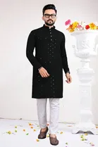 Cotton Blend Sequin Kurta for Men 