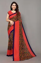 Casual Georgette Women Printed Saree With Unstitched Blouse 