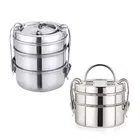 JENSONS Steel Clip Tiffin Set of 2 (3 containers & 2 containers, 200mL each)