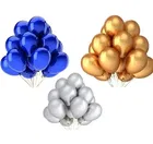 PARTYMASH Solid Birthday Baby Shower Anniversary All Party Decoration Metallic Balloon (Gold, Silver, Blue, Pack of 24)