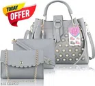 Handbags for Women (Grey, Set of 3)