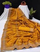 Georgette Printed Saree For Women, Yellow