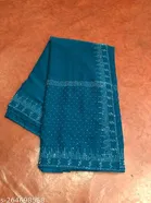 Chiffon Embroidered Saree For Women, Blue
