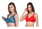 Cotton Blend Solid Non Padded Feeding Bras for Women 