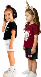 Graphic Print Cotton Blend Clothing Set for Girls, Pack of 2 