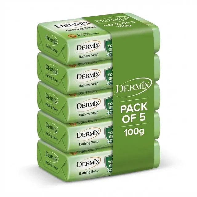 डर्मिक्स जर्म प्रोटेक्शन टोटल बाथिंग सोप 5X100 g (Buy 4 Get 1 Free)